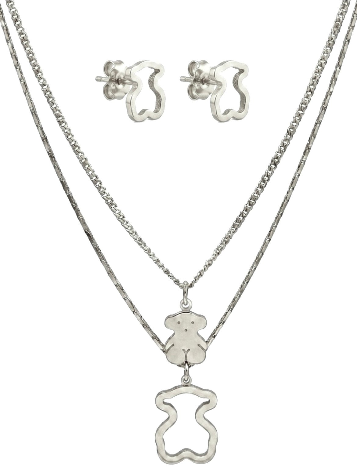 Conjunto collar y pendientes oso silver