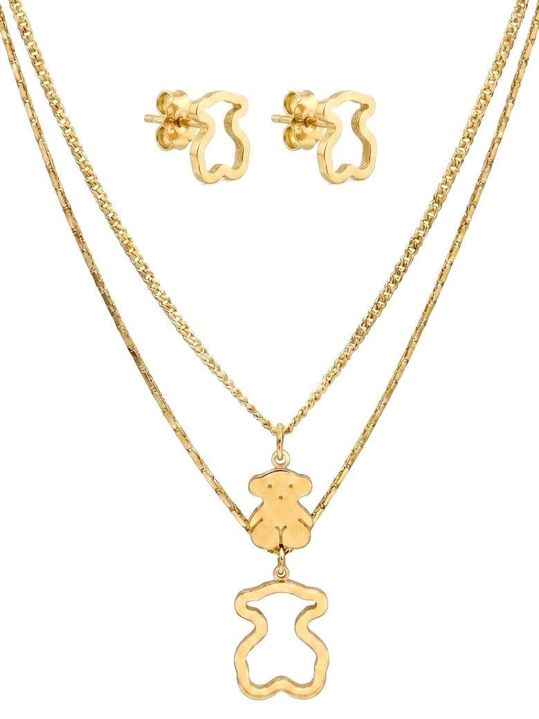 Conjunto collar y pendientes oso gold